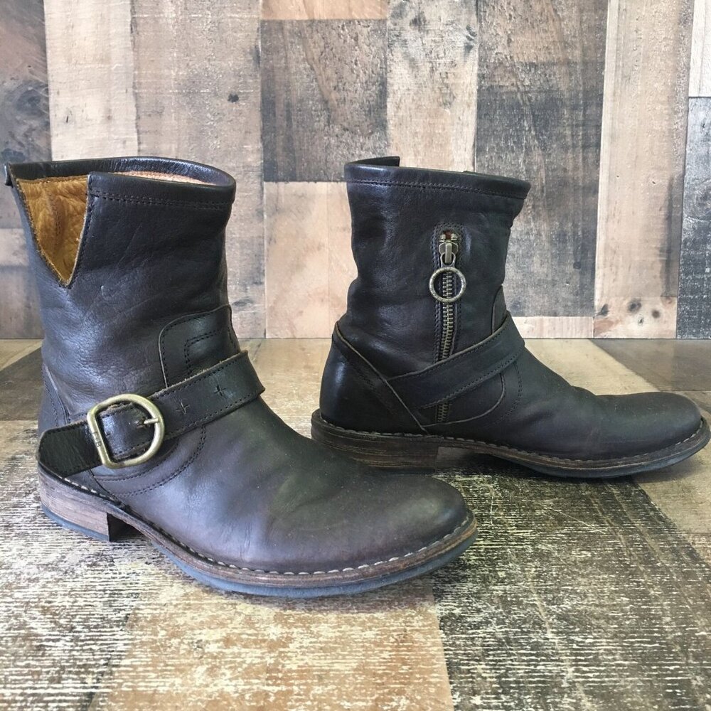 Fiorentini Baker Brown Side Zip Buckle Ankle Boots Womens EUR 35.5 US 5.5 - Picture 12 of 12